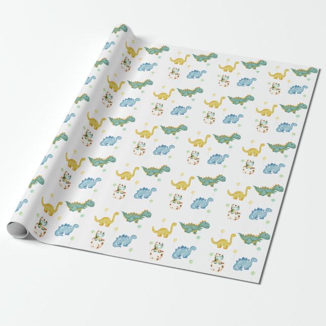 Papier Cadeau Anniversaire de enfant Dinosaur (Déroulé)
