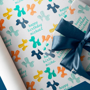 Papier Cadeau Anniversaire de enfant Motif de ballon de chien mi
