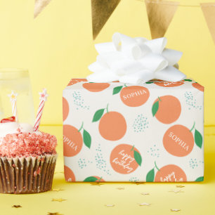 Papier Cadeau Anniversaire de enfant orange moderne Little Cutie
