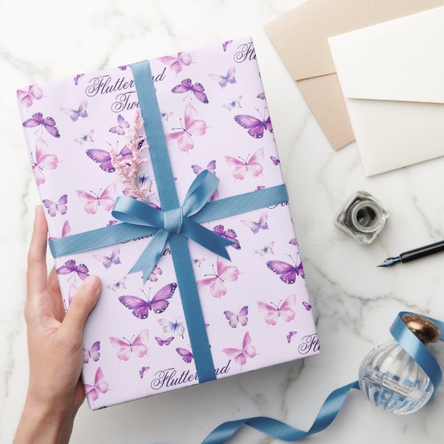 Papier Cadeau Anniversaire de enfant papillon rose mou (Cadeaux)