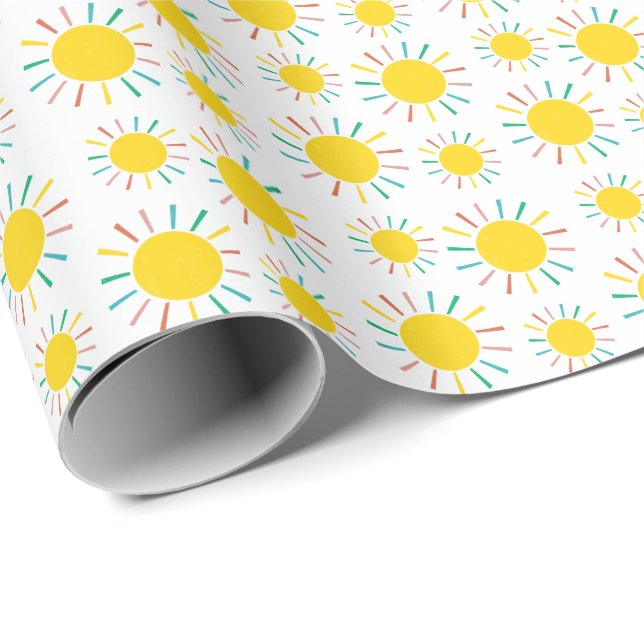Papier Cadeau Anniversaire de enfant solaire coloré (Coin rond)