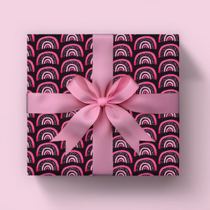 Papier Cadeau Anniversaire de filles rose arc-en-ciel noir