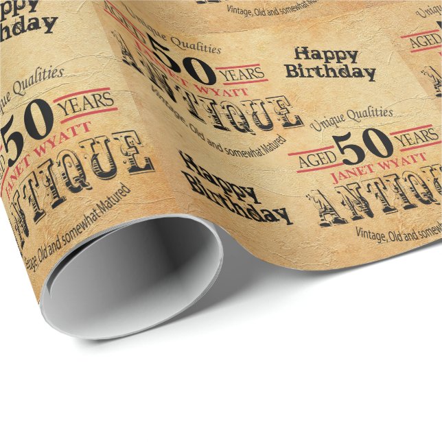 Papier Cadeau Anniversaire de Grunge | 50e anniversaire (Coin rond)