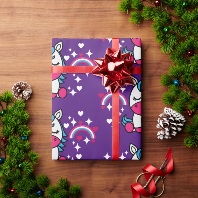 Papier Cadeau Anniversaire de la licorne violette (Cadeau de vacances)