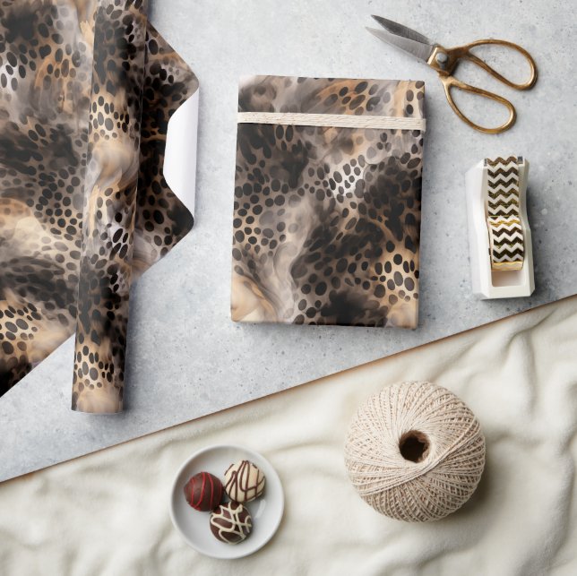 Papier Cadeau Anniversaire de l'animal léopard noir crème (Artisanat)