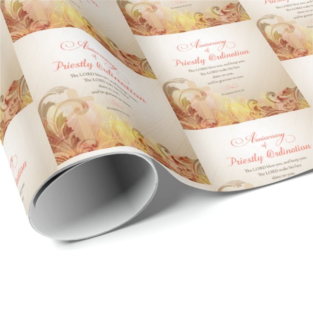Papier Cadeau Anniversaire de l'ordination sacerdotale (Coin rond)