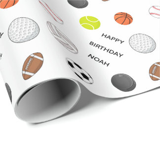 Papier Cadeau Anniversaire de sport multiple personnalisé pour e