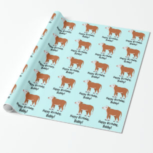Papier Cadeau Anniversaire de veau de Hereford joyeux