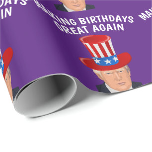 PAPIER CADEAU ANNIVERSAIRE D'ENFANCE DONALD TRUMP