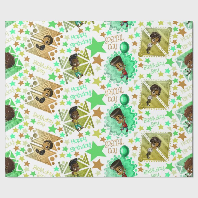 Papier Cadeau Anniversaire des garçons afro-américains (Couture)
