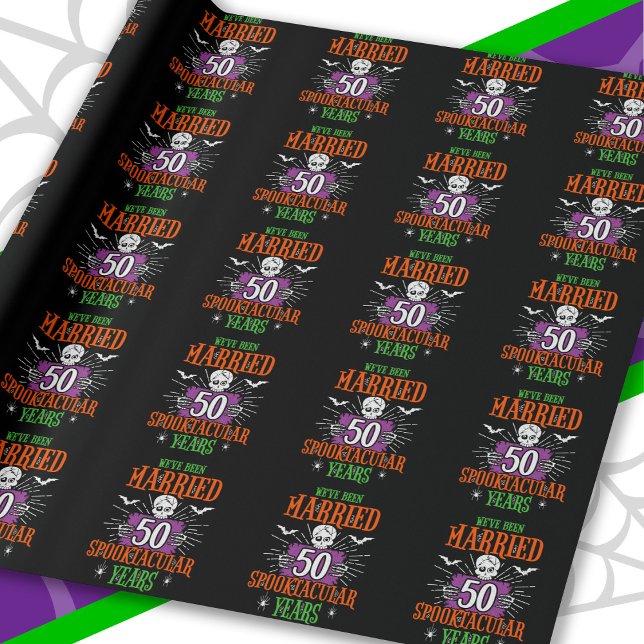Papier Cadeau Anniversaire du 50e Mariage de Spooktacular d'Hall (Créateur téléchargé)