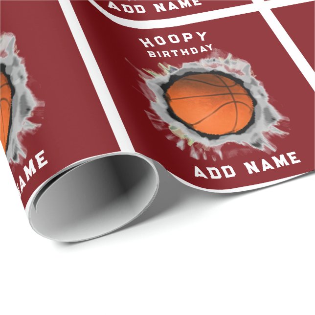 Papier Cadeau Anniversaire du basket-ball créatif (Coin rond)