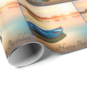 Papier Cadeau Anniversaire du Bleu Vieux