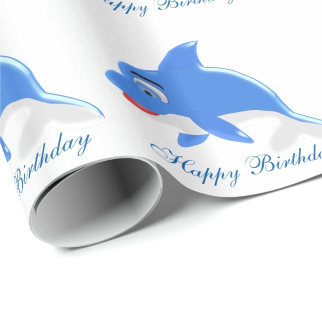 Papier Cadeau Anniversaire du dauphin (Coin rond)