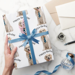 Papier Cadeau Anniversaire du Golden Retriever