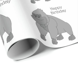 Papier Cadeau Anniversaire du Gorille Gris