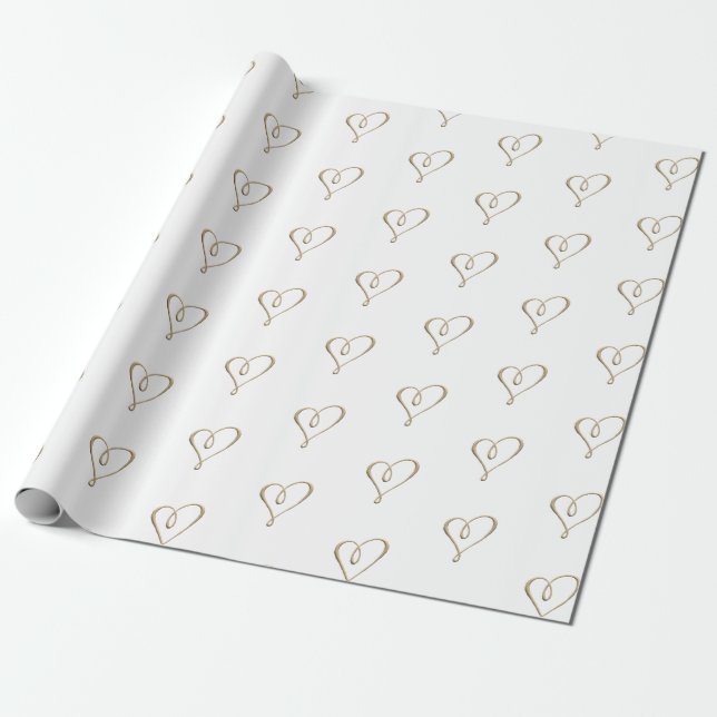 Papier Cadeau Anniversaire du Mariage du coeur de métal métalliq (Déroulé)
