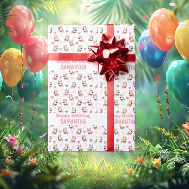 Papier Cadeau Anniversaire du Motif rose (If you’re not using dog-themed wrapping paper for your pet’s big day, are you even doing it right?)