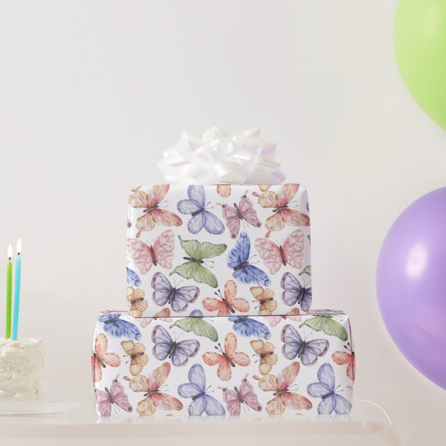 Papier Cadeau Anniversaire du papillon pourpre (Cadeaux de fête)