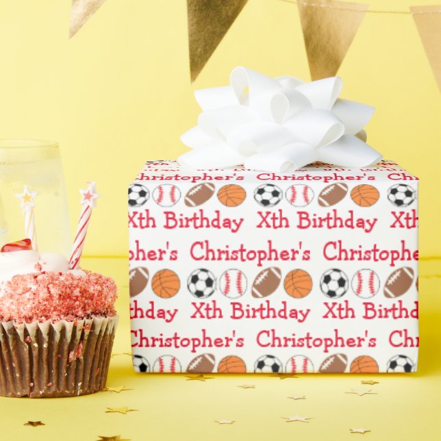 Papier Cadeau Anniversaire du sport (Fête d'anniversaire)
