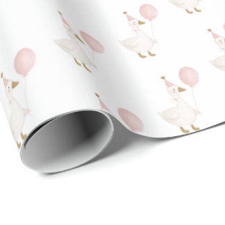 Papier Cadeau Anniversaire enfant Goose Rose Minimaliste