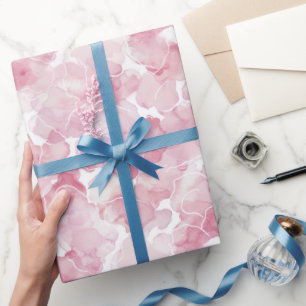 Papier Cadeau Anniversaire Fête de Mariage Abstraite Rose Élégan