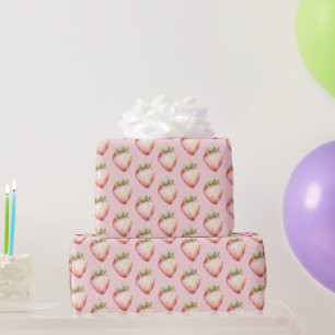 Papier Cadeau Anniversaire Fruit de Fraise Rose