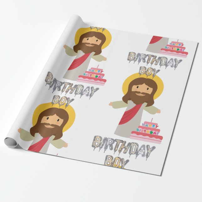 Papier Cadeau anniversaire garçon jesus noël (Déroulé)