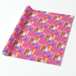 Papier Cadeau Anniversaire Garçon ou fille 1 Ladybug papier d'em