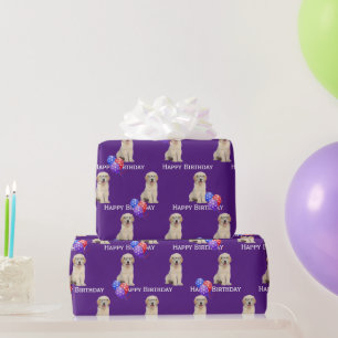 Papier Cadeau Anniversaire Golden Retriever Puppy Avec Ballons