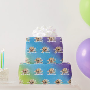 Papier Cadeau Anniversaire Golden Retrivers sur Rainbow