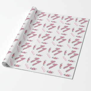 Papier Cadeau Anniversaire Grosse 11ème Fille Fleurs roses Lieux