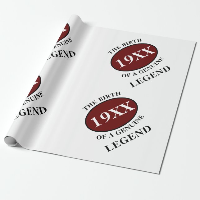 Papier Cadeau Anniversaire Légende Année Humour Père Rouge Noir  (Déroulé)
