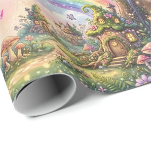 Papier Cadeau Anniversaire Magique Terre Féerique Arc-en-ciel