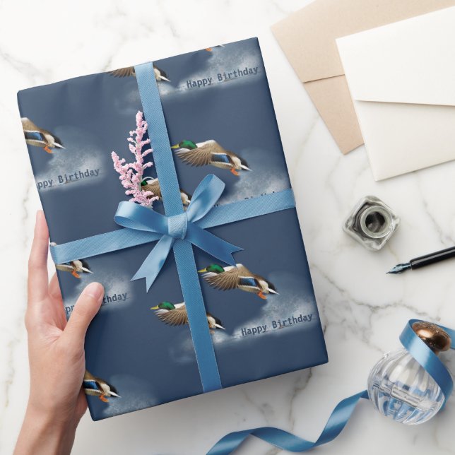 Papier Cadeau Anniversaire Mallard Canard Volant Au-Dessus De L' (Cadeaux)