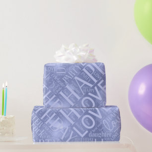 Papier Cadeau Anniversaire Mot Cloud Fille Bleu ID272