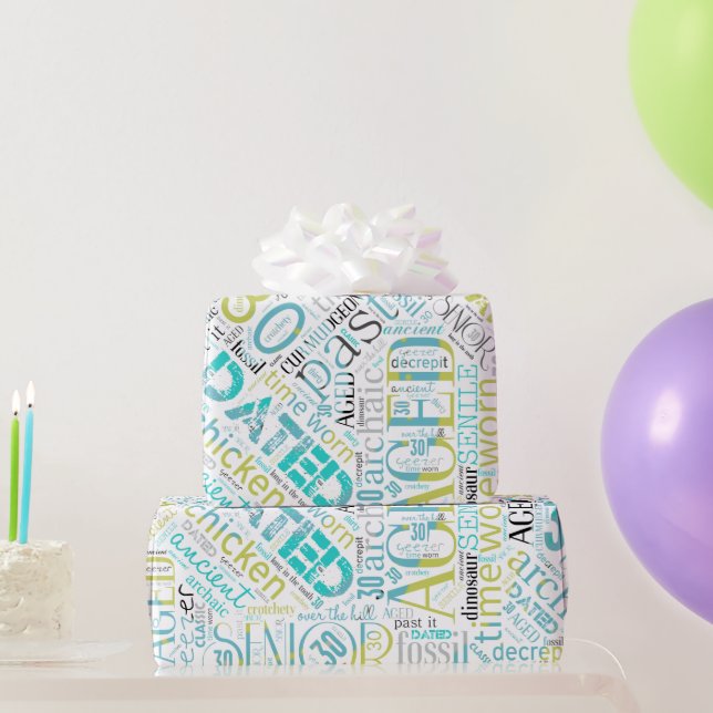 Papier Cadeau Anniversaire Mot Nuage Trente Bleu ID266 (Cadeaux de fête)