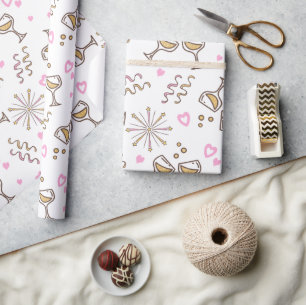Papier Cadeau Anniversaire Motif Pink/Gold ID723