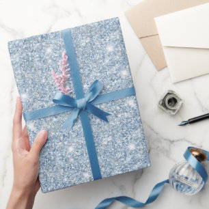 Papier Cadeau Anniversaire Paillettes Bleu Ciel Clair