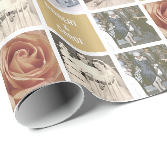 Papier Cadeau Anniversaire personnalisé 51-Photo Collage Cadeau (Coin rond)