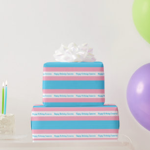 Papier Cadeau Anniversaire personnalisé avec drapeau transgenre