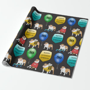 Papier Cadeau Anniversaire personnalisé de bouledogue