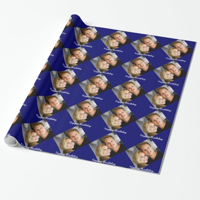 Papier Cadeau Anniversaire personnalisé de famille de photo (Déroulé)