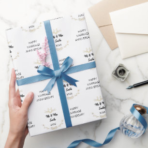 Papier Cadeau Anniversaire personnalisé du mariage heureux