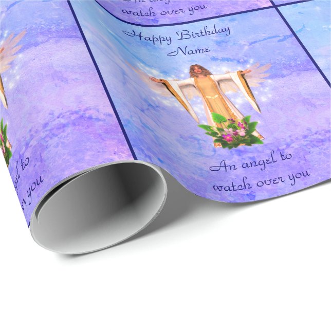 Papier Cadeau Anniversaire personnalisé Guardian Angel (Coin rond)