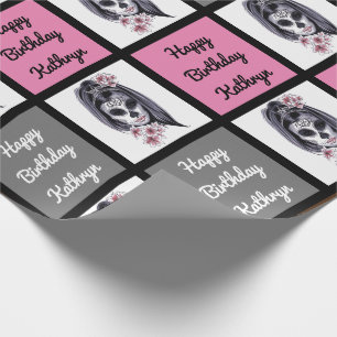 Papier Cadeau Anniversaire personnalisé par crâne de sucre
