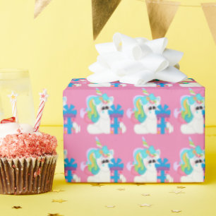 Papier Cadeau Anniversaire Présent Unicorn filles emballage papi
