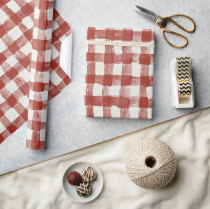Papier Cadeau Anniversaire Rayures Carreaux Rouges Blancs