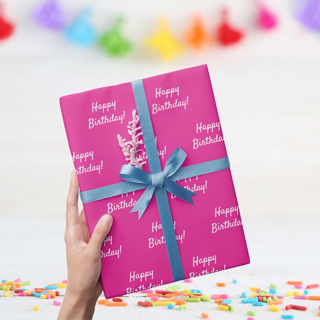 Papier Cadeau Anniversaire rose blanche fille (Créateur téléchargé)