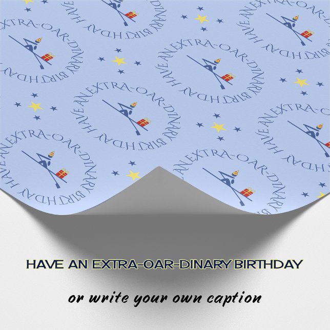 Papier Cadeau Anniversaire rower texte personnalisé bleu (Créateur téléchargé)
